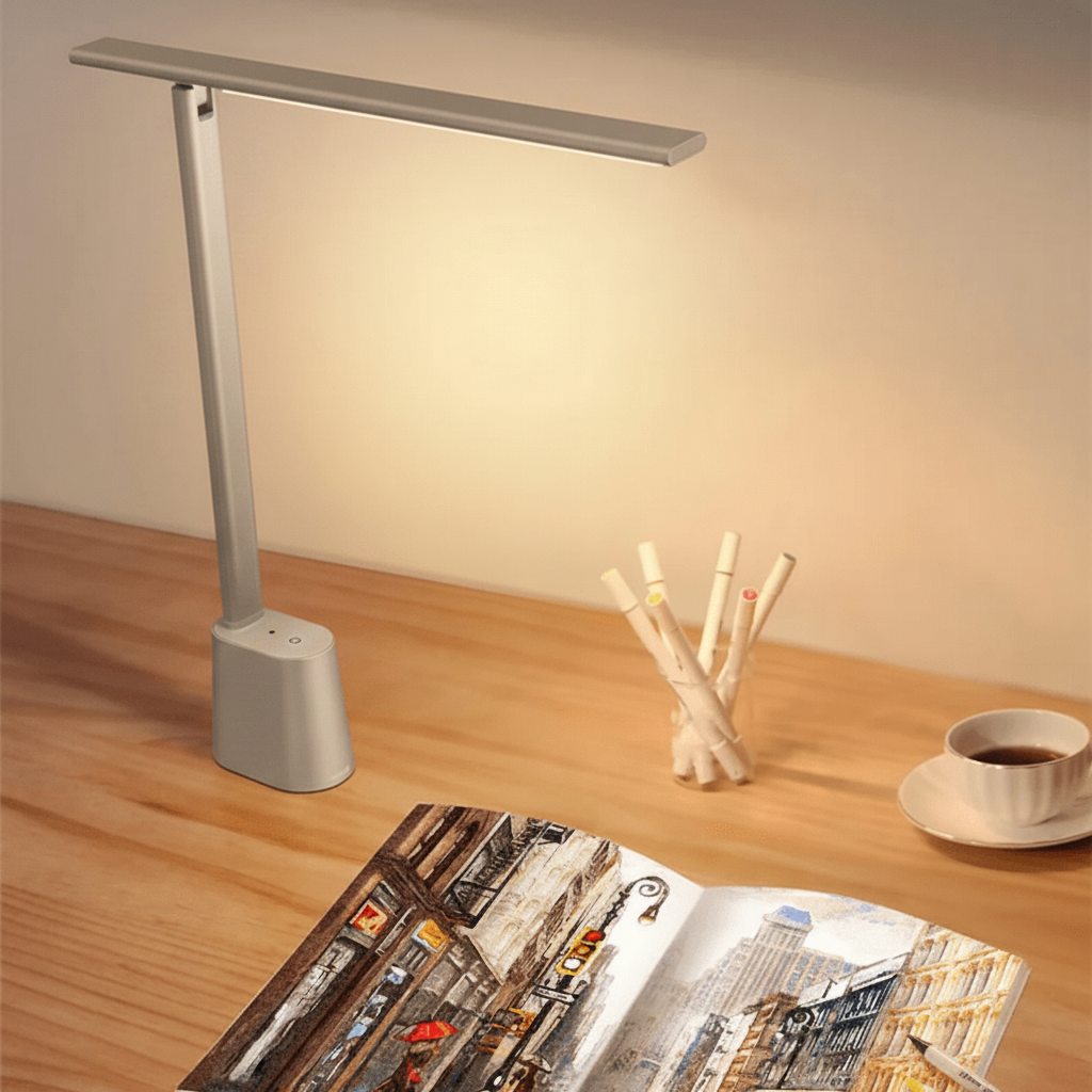 FOLDLITE – Intelligente, opvouwbare LED bureaulamp met batterij en dimfunctie