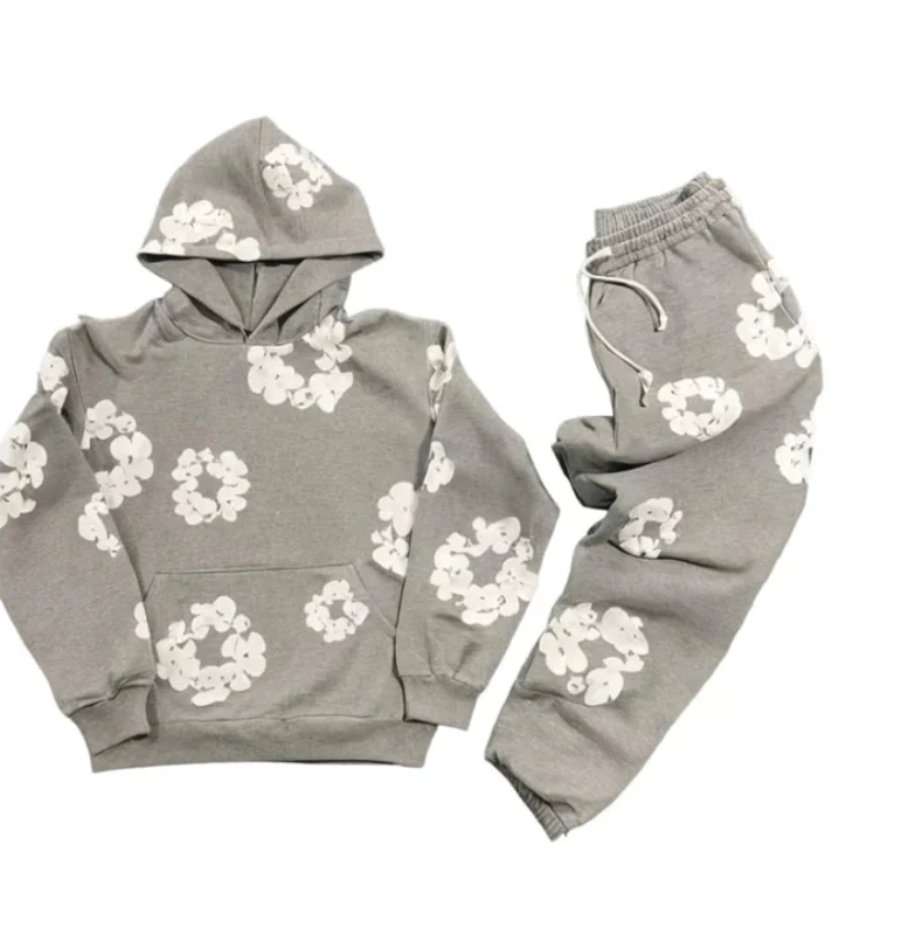 FrenchModaDenim - Unisex Herfst Bloemen Trainingspak met Iconische Prints