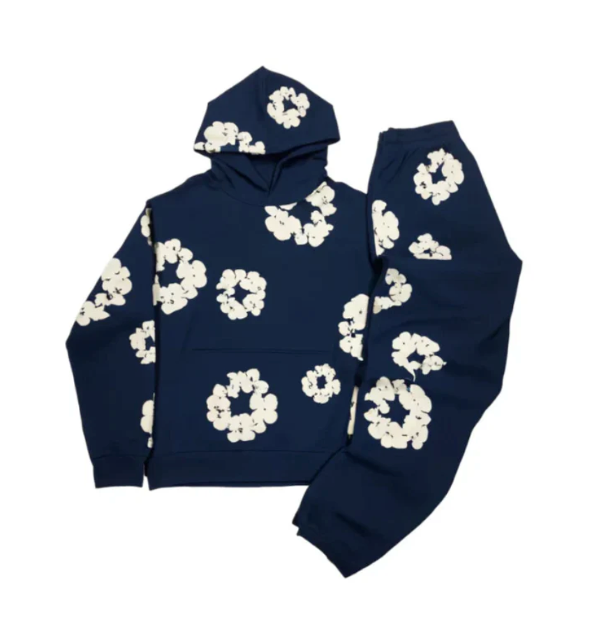 FrenchModaDenim - Unisex Herfst Bloemen Trainingspak met Iconische Prints