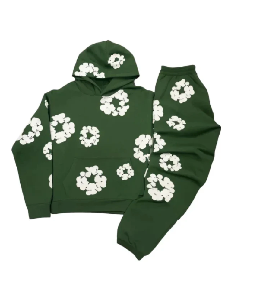 FrenchModaDenim - Unisex Herfst Bloemen Trainingspak met Iconische Prints