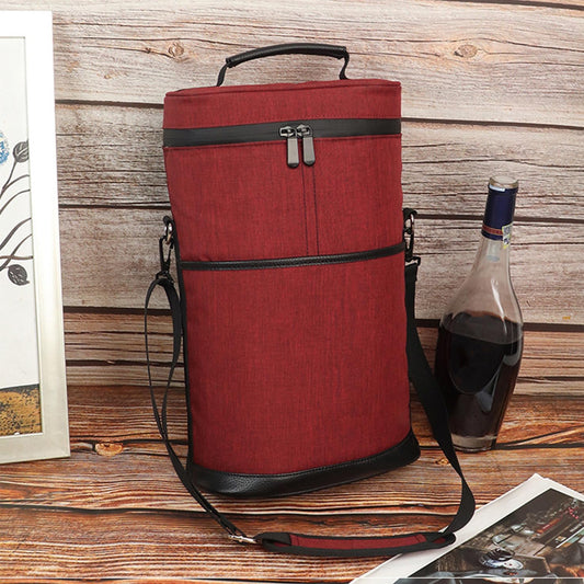 Geïsoleerde 2-Fles Wijnkoeler Tote Bag met Verstelbare Band