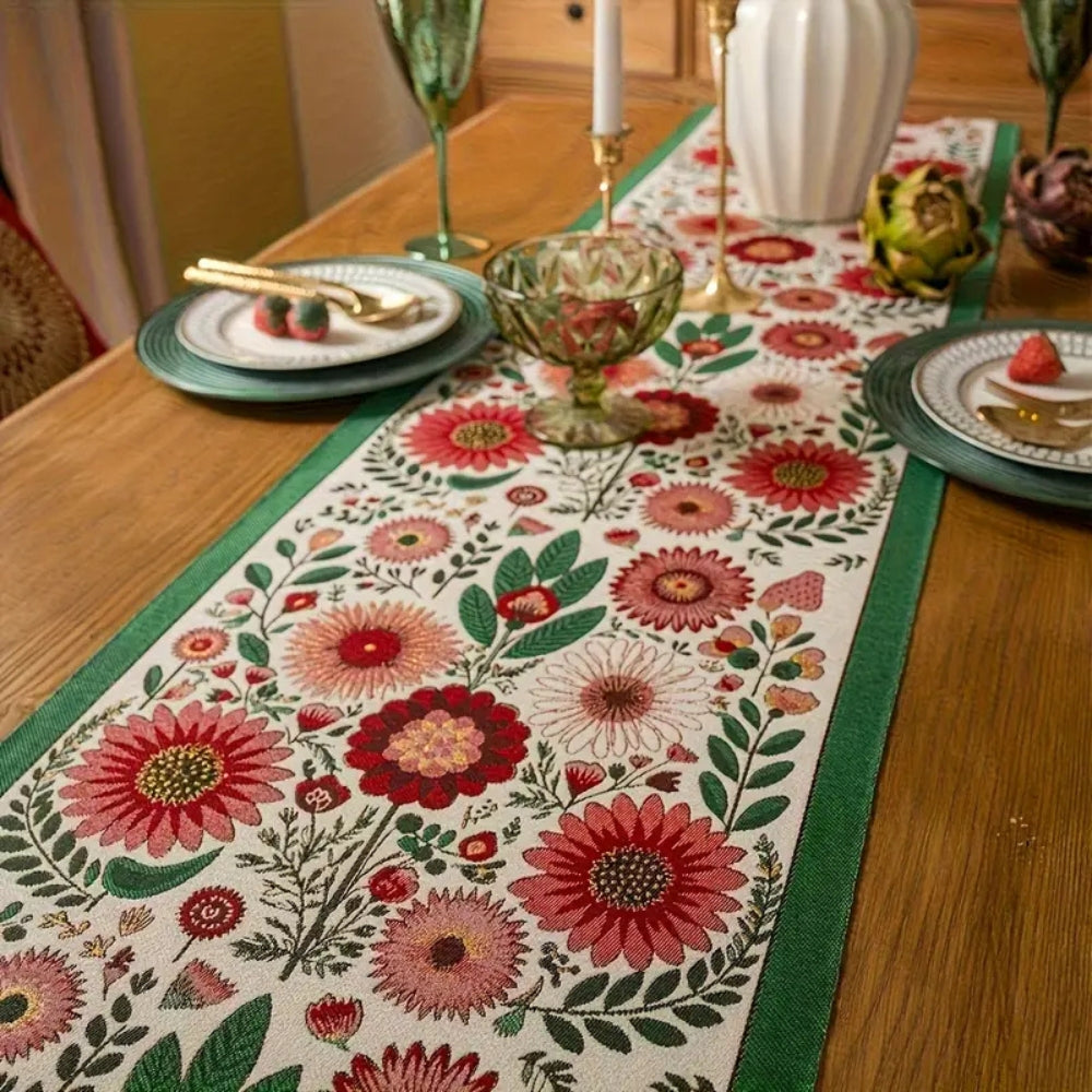 Geborduurde Bloemen Tassel Tafelkleed