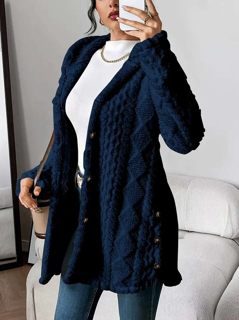 Gebreid damesvest met capuchon in casual stijl