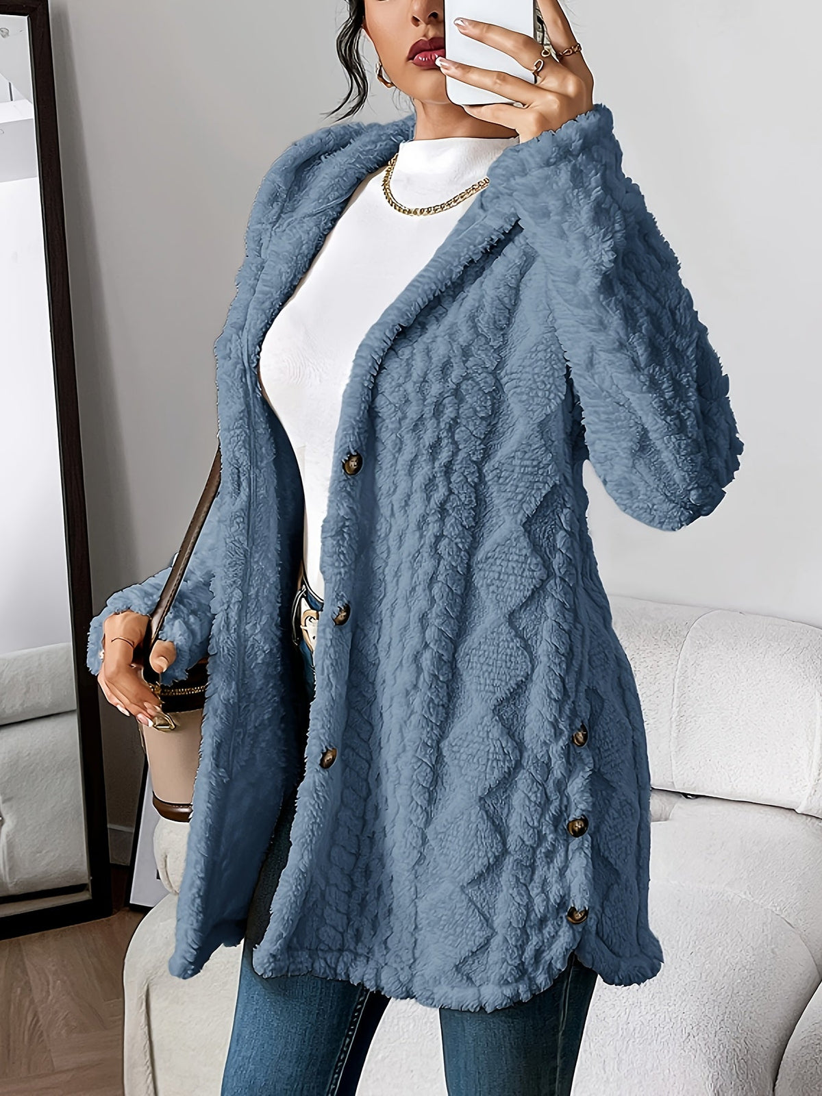 Gebreid damesvest met capuchon in casual stijl