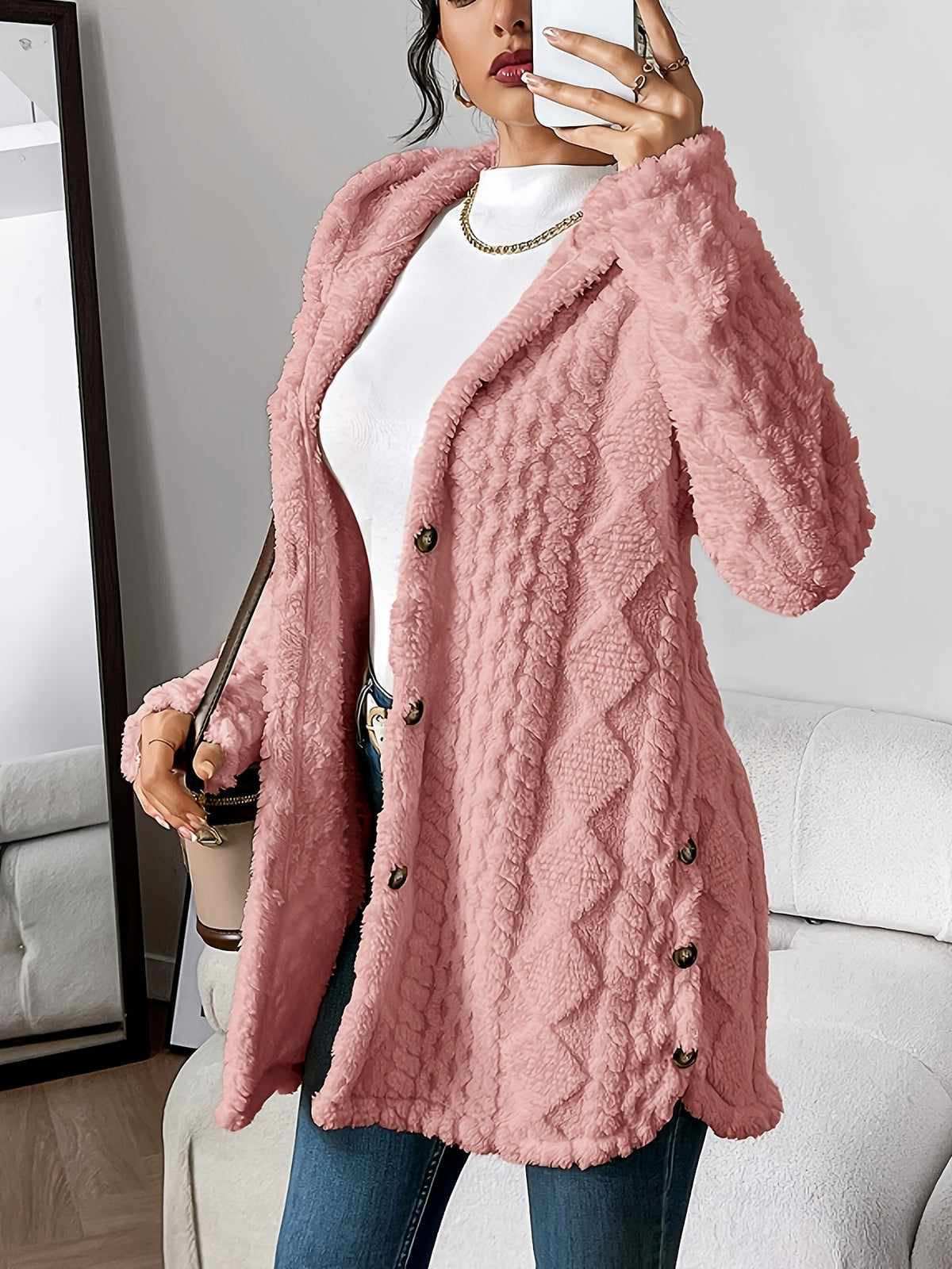 Gebreid damesvest met capuchon in casual stijl