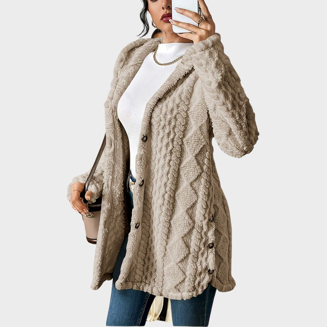 Gebreid damesvest met capuchon in casual stijl