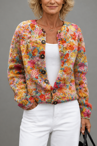 Gebreid vest met bloemenprint