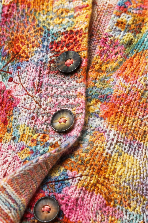 Gebreid vest met bloemenprint