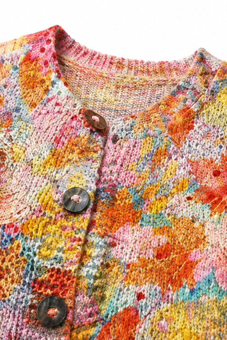 Gebreid vest met bloemenprint