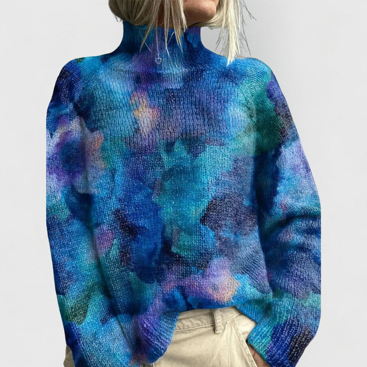 Gebreide damescoltrui met bloemenprint en relaxte pasvorm