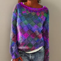 Gebreide damestrui met argyle-ruitpatroon en relaxed fit