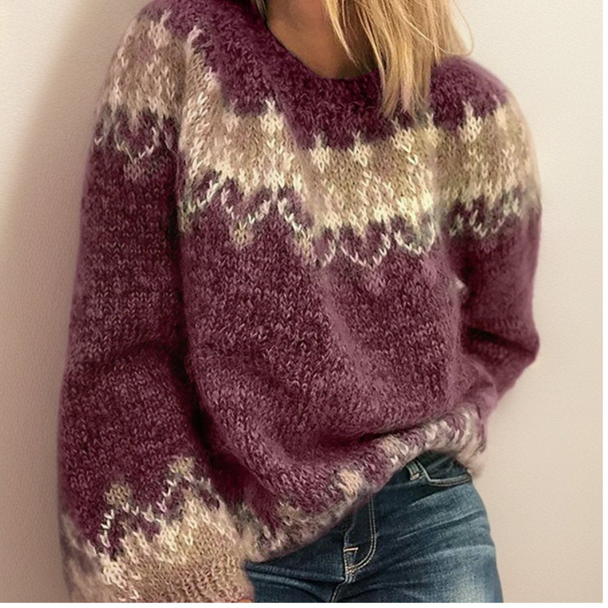 Gebreide damestrui met Fair Isle-jacquard