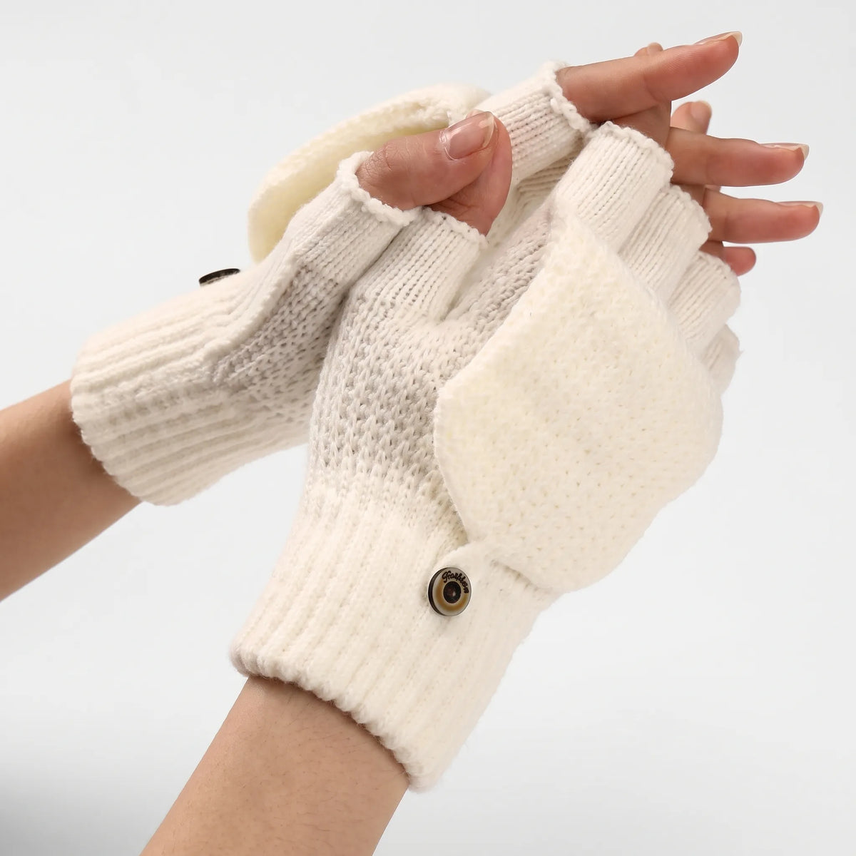 Gebreide winterwanten met afneembare flap