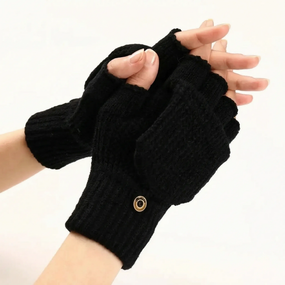Gebreide winterwanten met afneembare flap