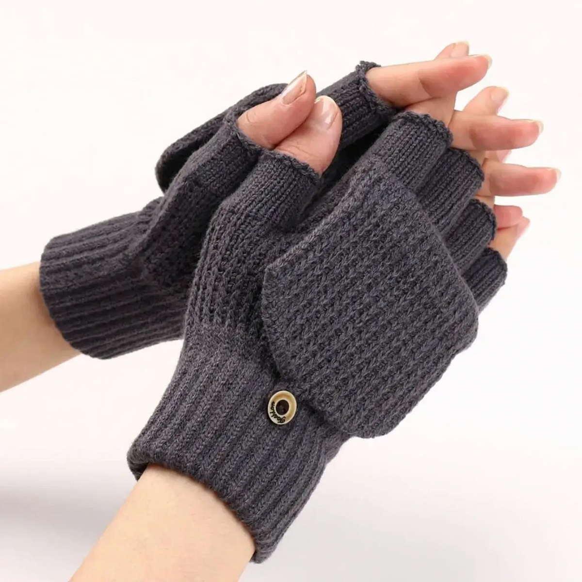 Gebreide winterwanten met afneembare flap