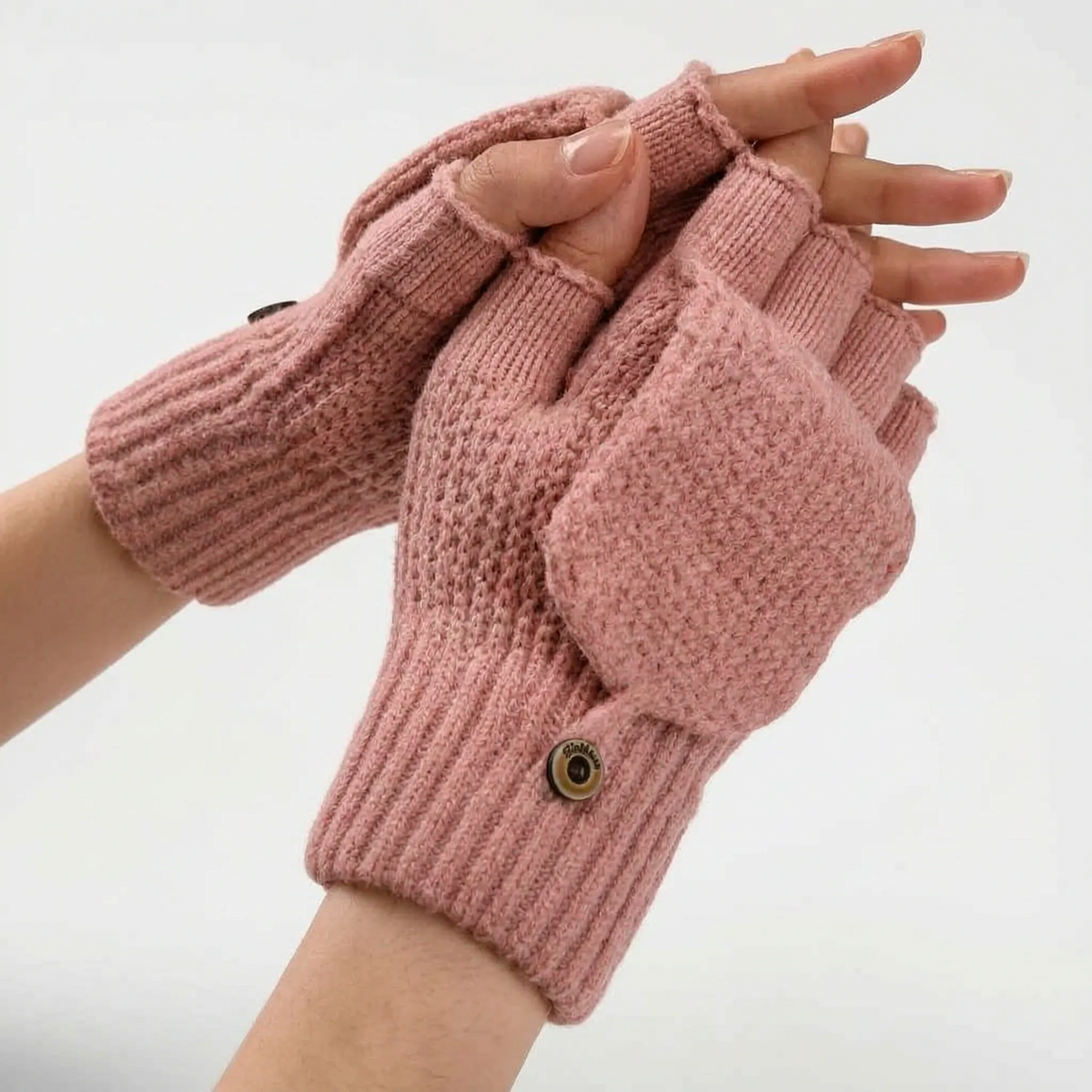 Gebreide winterwanten met afneembare flap