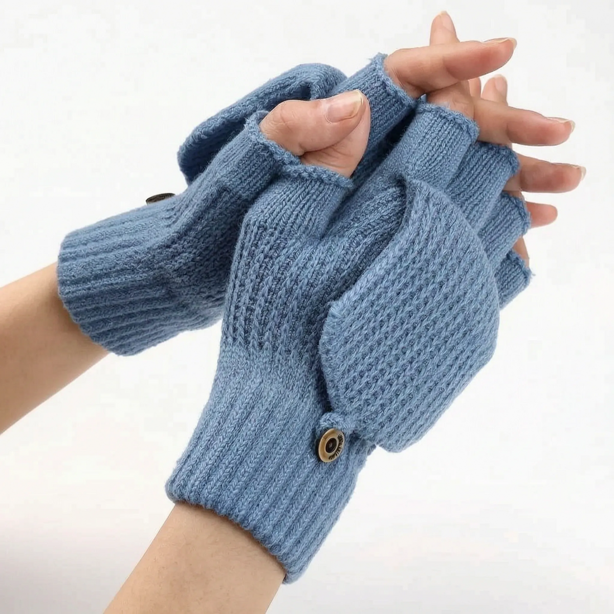 Gebreide winterwanten met afneembare flap