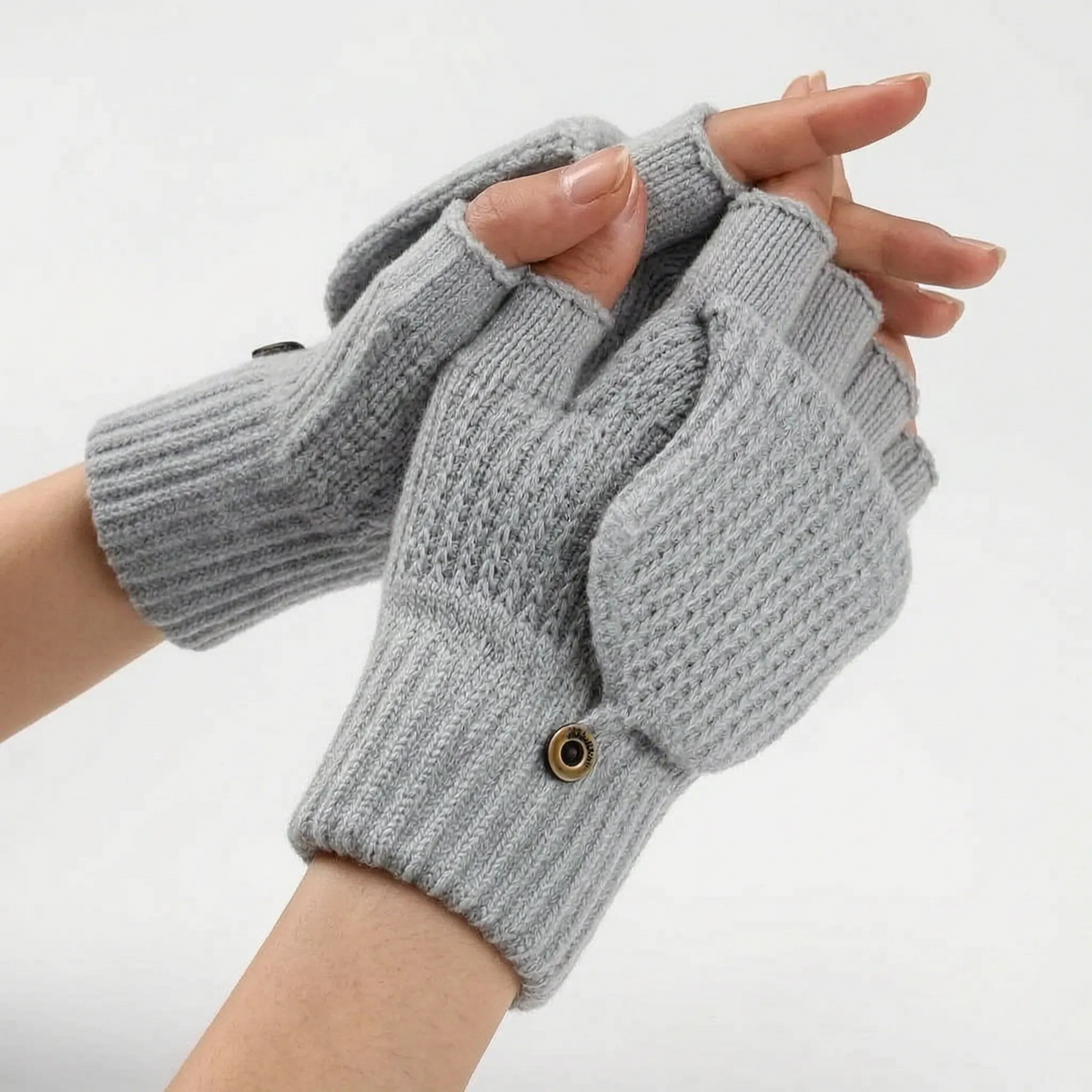 Gebreide winterwanten met afneembare flap