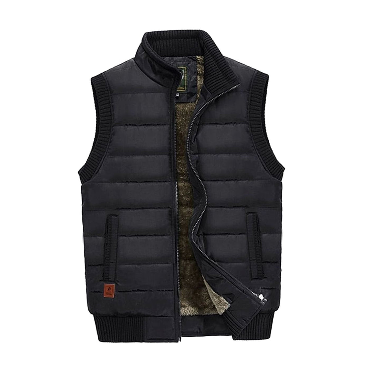 Gewatteerde herenbodywarmer met fleecevoering en opstaande kraag
