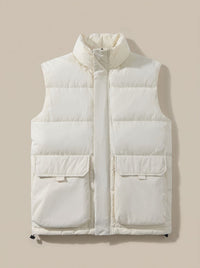 Gewatteerde puffer bodywarmer voor dames met opstaande kraag, ritssluiting en klepzakken