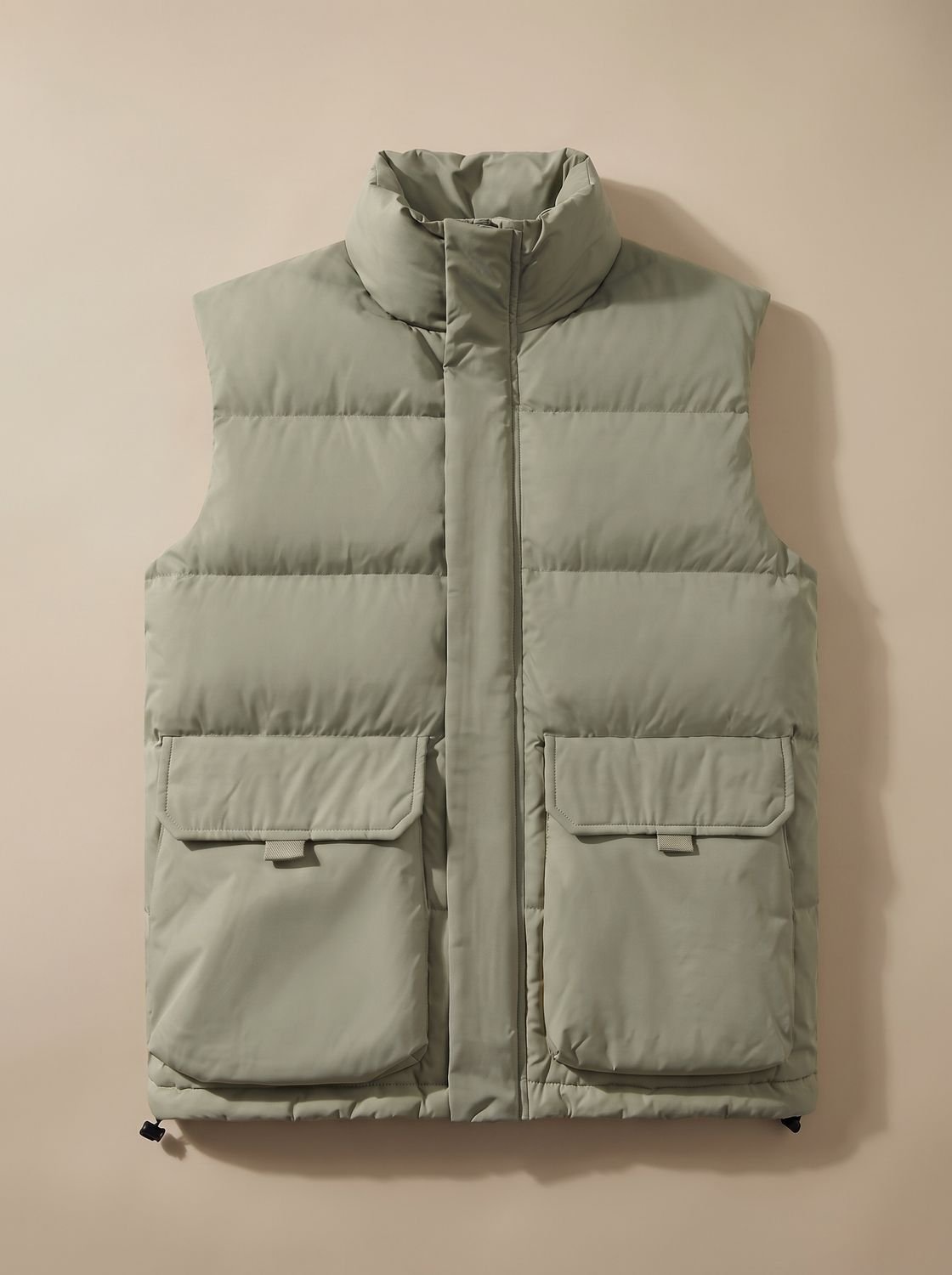 Gewatteerde puffer bodywarmer voor dames met opstaande kraag, ritssluiting en klepzakken