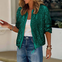 Glitterend bomberjack voor dames met ritssluiting