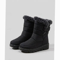Halflange gewatteerde snowboots voor dames met imitatiebontrand