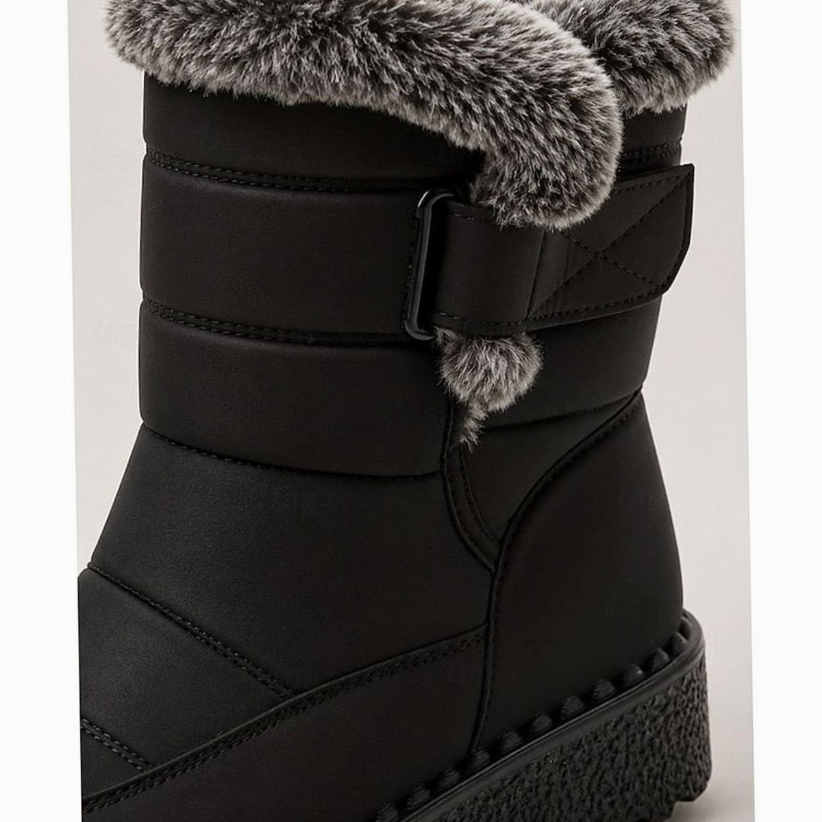 Halflange gewatteerde snowboots voor dames met imitatiebontrand