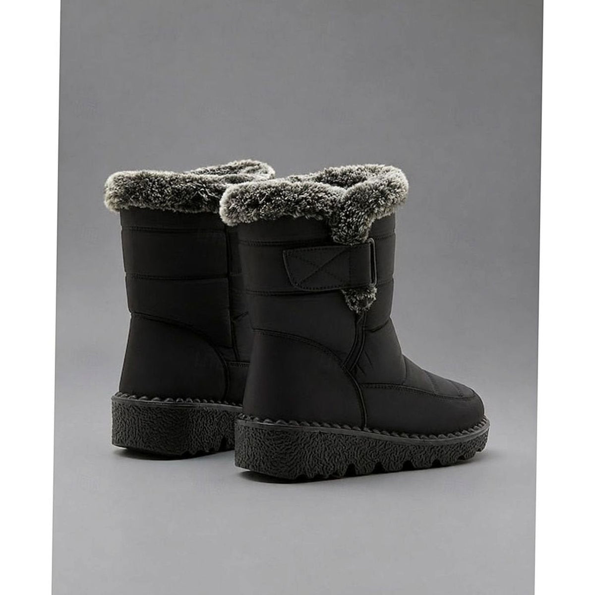Halflange gewatteerde snowboots voor dames met imitatiebontrand