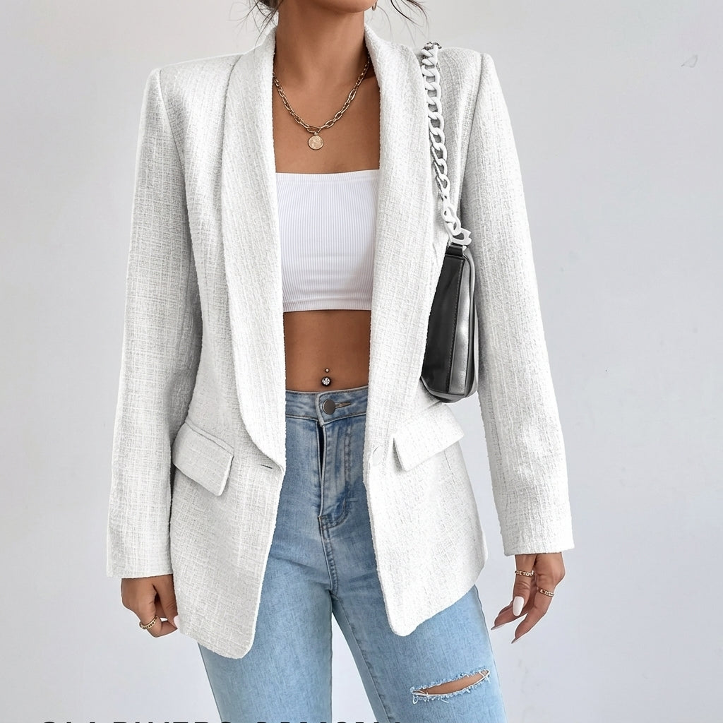 Halflange openvallende smart casual damesblazer met revers