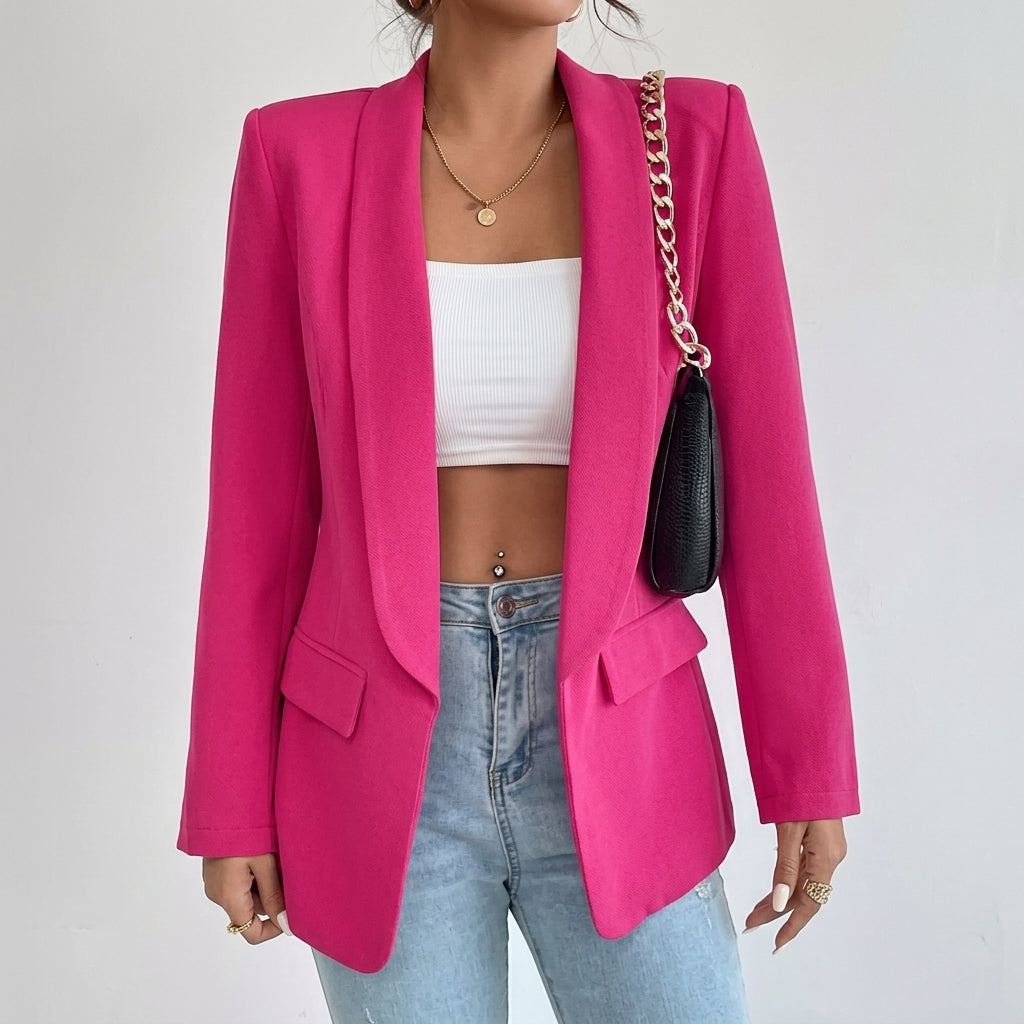 Halflange openvallende smart casual damesblazer met revers