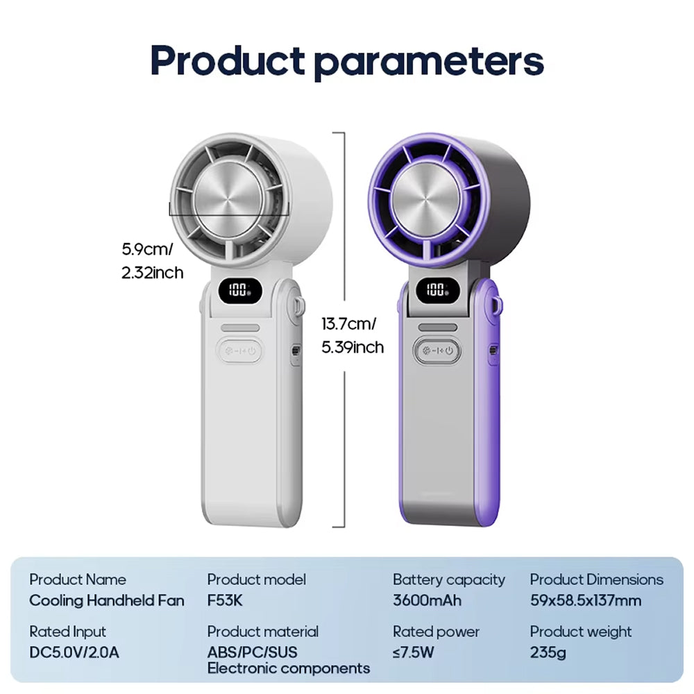 Handheld Turbo-Ventilator met Halfgeleiderkoeling voor Directe Koelte