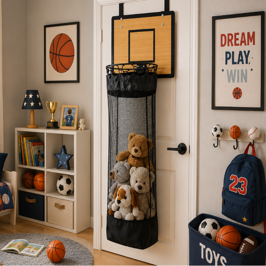 Hangende opbergorganizer | Basketbal-design | Voor wasgoed & speelgoed