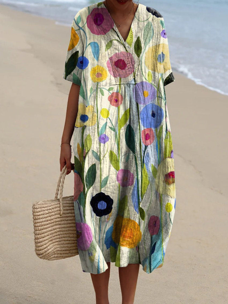 Hannah - Kleurrijke Zomerjurk met Bloemen