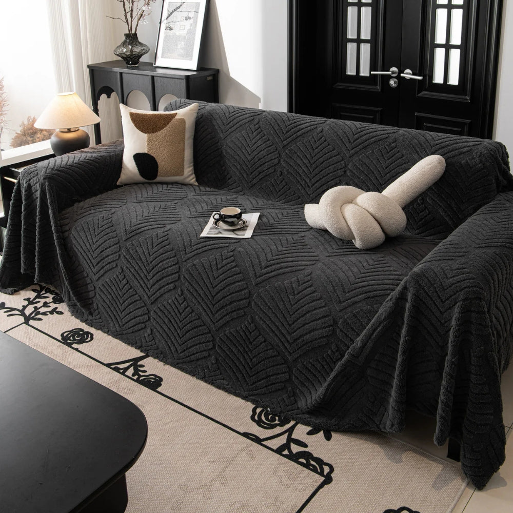 Haringbone Blad Ontwerp Fleece Bankhoes