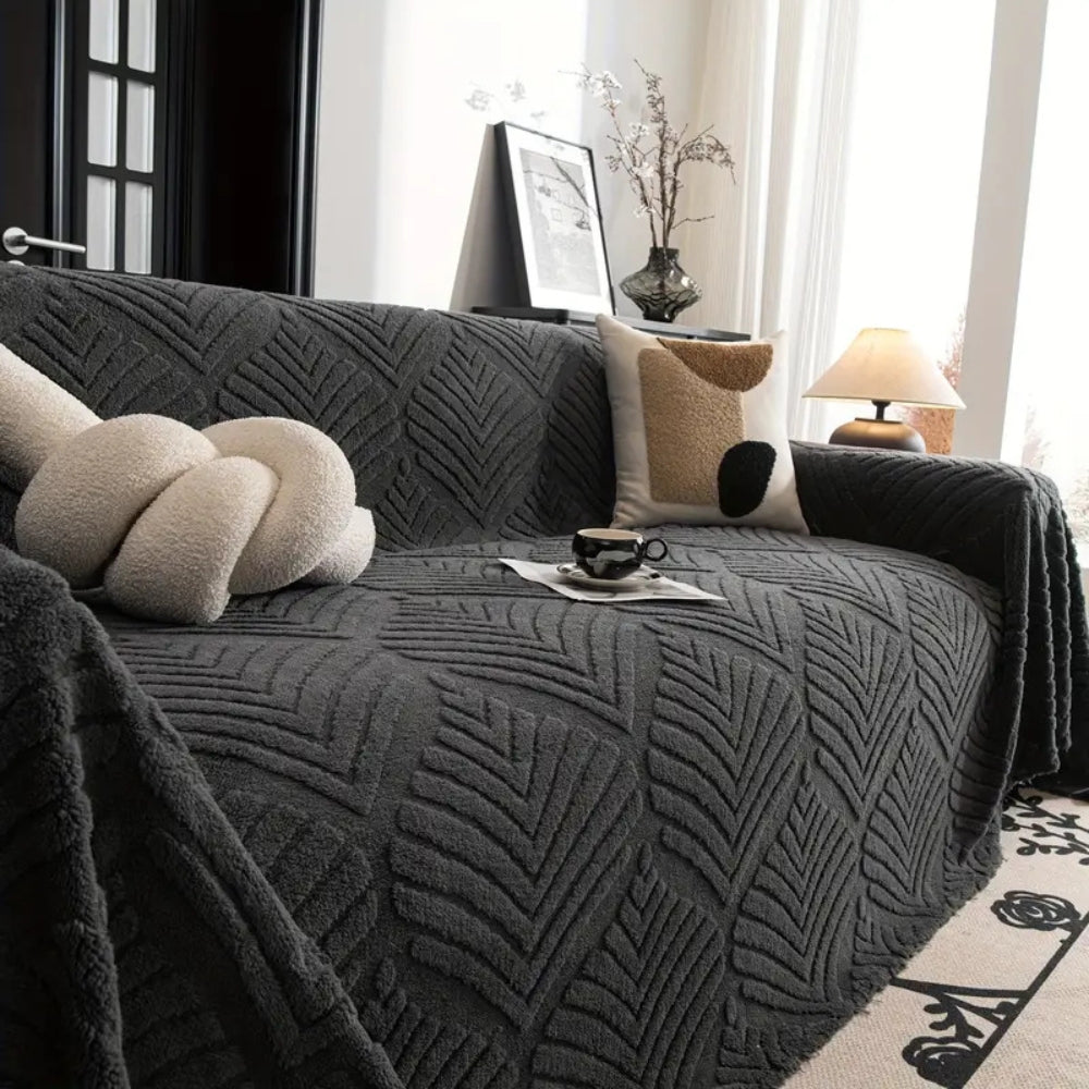 Haringbone Blad Ontwerp Fleece Bankhoes