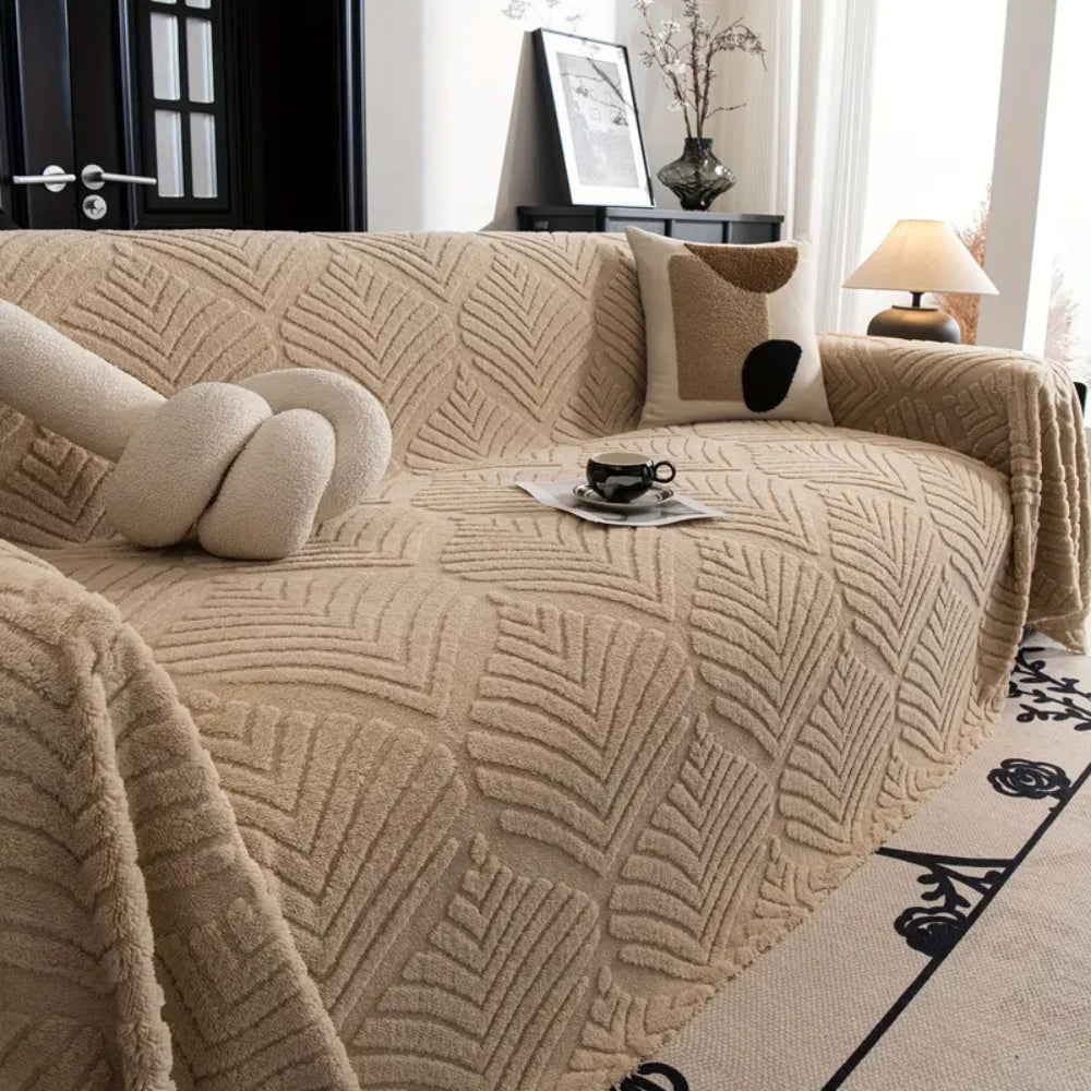 Haringbone Blad Ontwerp Fleece Bankhoes