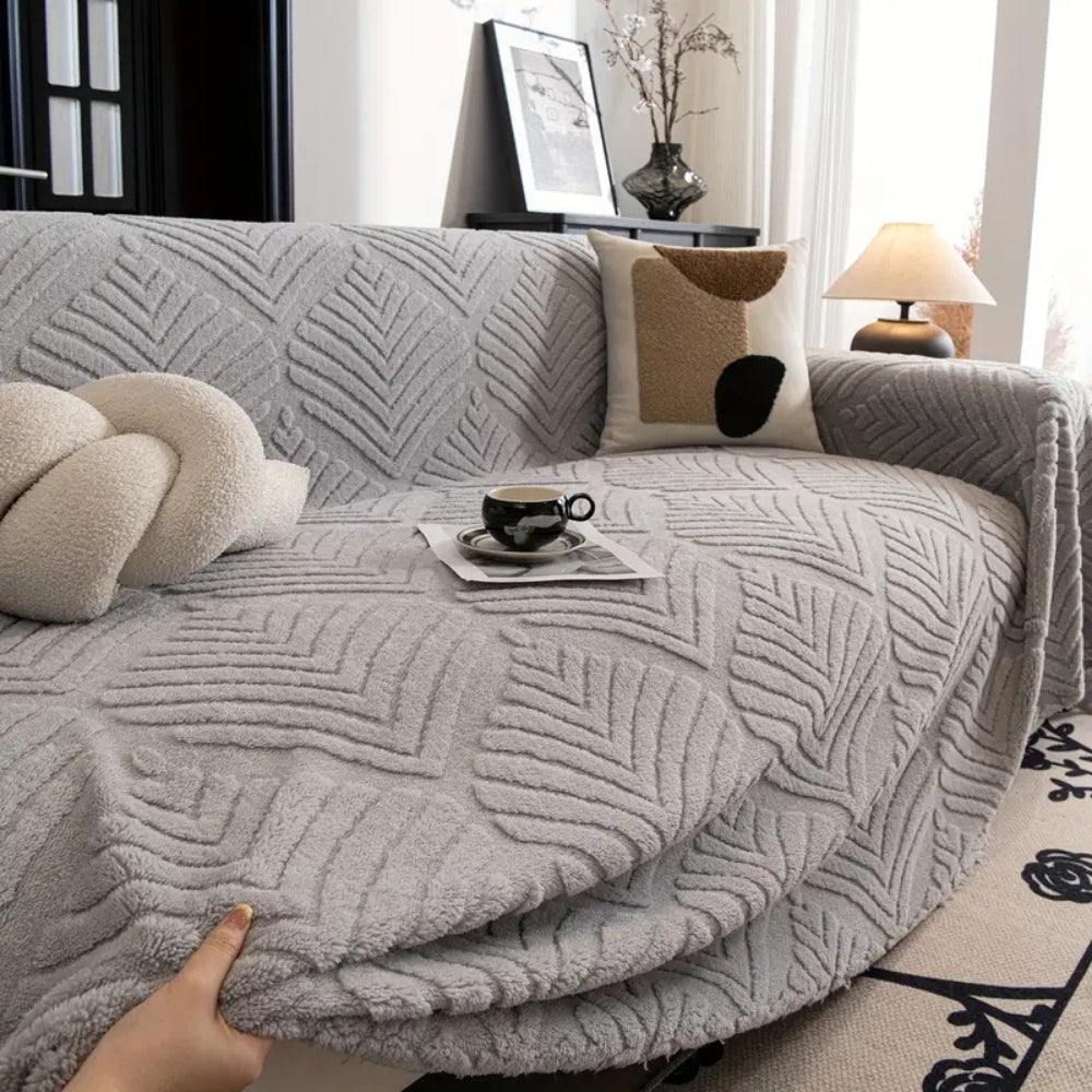 Haringbone Blad Ontwerp Fleece Bankhoes
