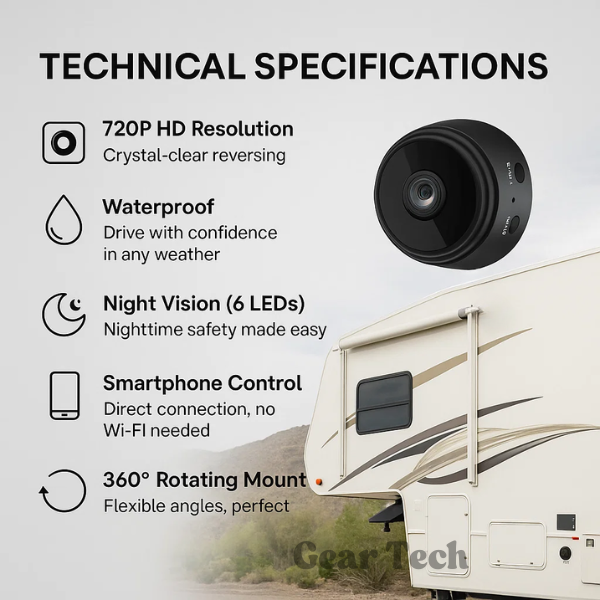 HD Draadloze Achteruitrijcamera voor RV's, Vrachtwagens en Trailers met Nachtzicht