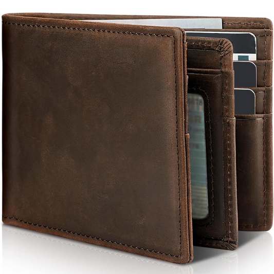 Heren Bifold Echt Leer RFID Blokkerende Portemonnee - StitchCraft