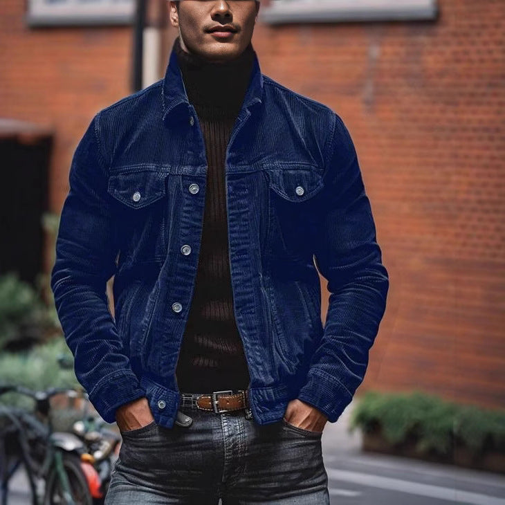 Heren corduroy jas in modern design met praktische borstzakken