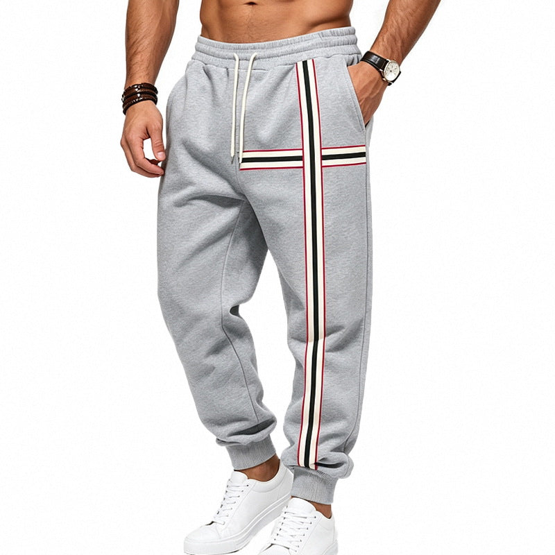 Heren joggingsbroek met contrasterende zij- en kruisstrepen