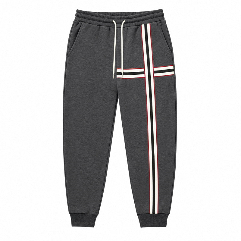 Heren joggingsbroek met contrasterende zij- en kruisstrepen