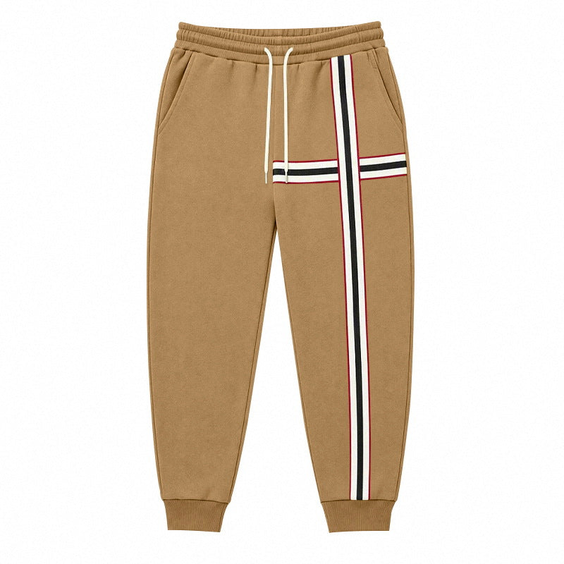 Heren joggingsbroek met contrasterende zij- en kruisstrepen