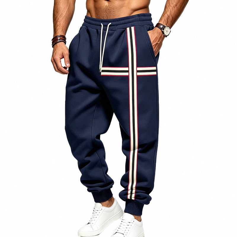 Heren joggingsbroek met contrasterende zij- en kruisstrepen