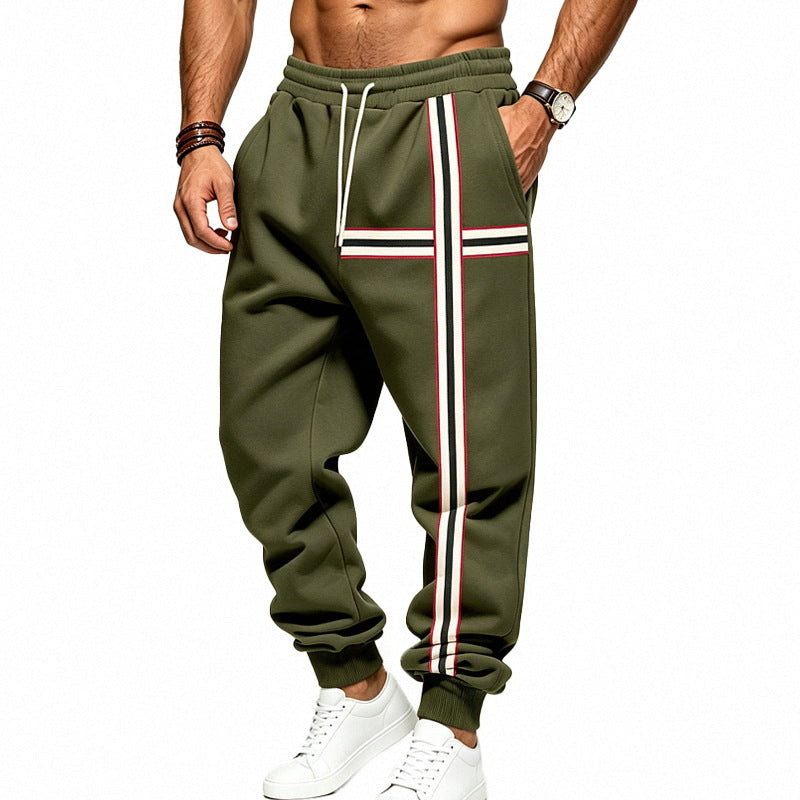 Heren joggingsbroek met contrasterende zij- en kruisstrepen