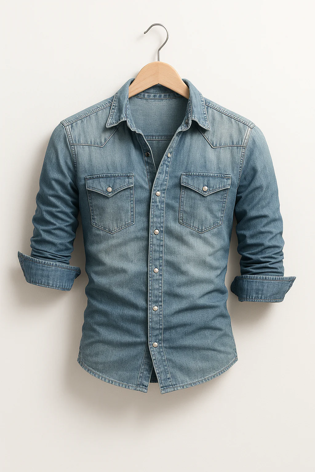 Heren Lange Mouwen Slim Fit Denim Shirt