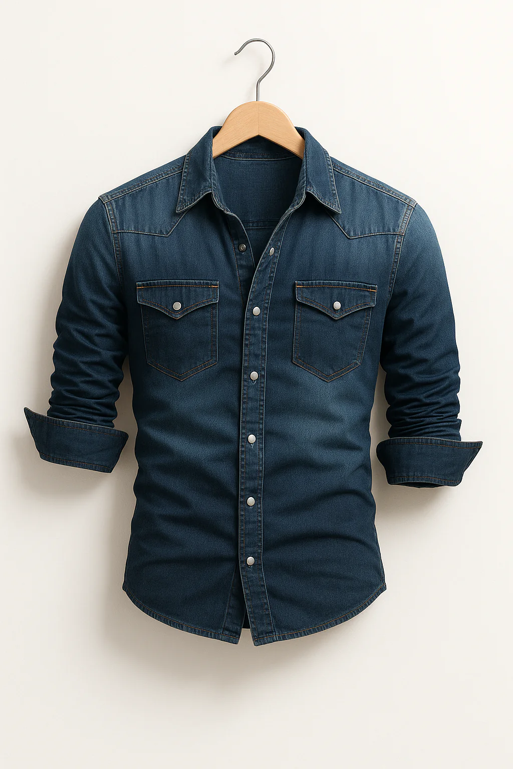 Heren Lange Mouwen Slim Fit Denim Shirt