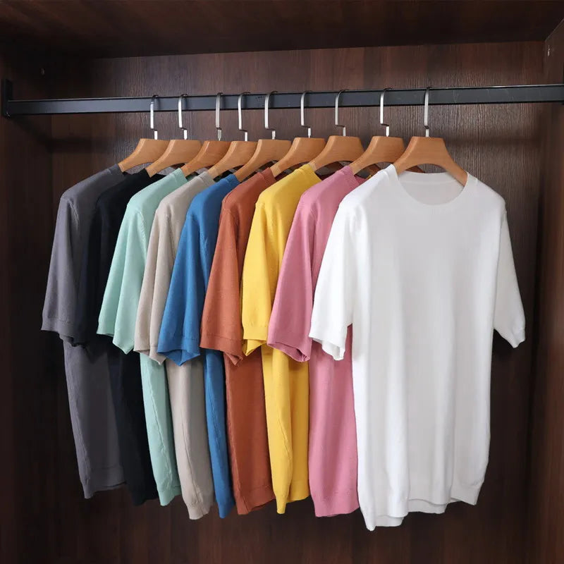 Heren Zachte Kasjmier Ronde Hals T-Shirt
