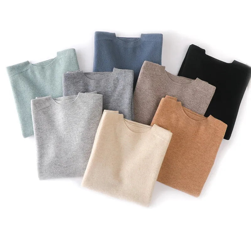Heren Zachte Kasjmier Ronde Hals T-Shirt